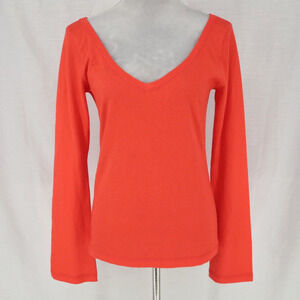 Mai Sweater Womens Large Cashmere Orange Stretch Pullover Bell Sleeves Coastal
